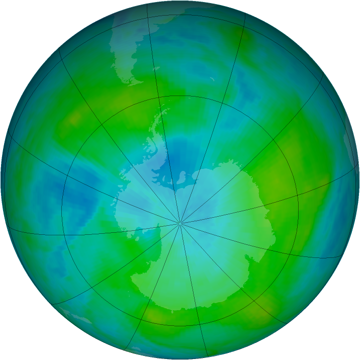 Antarctic ozone map for 18 February 1984